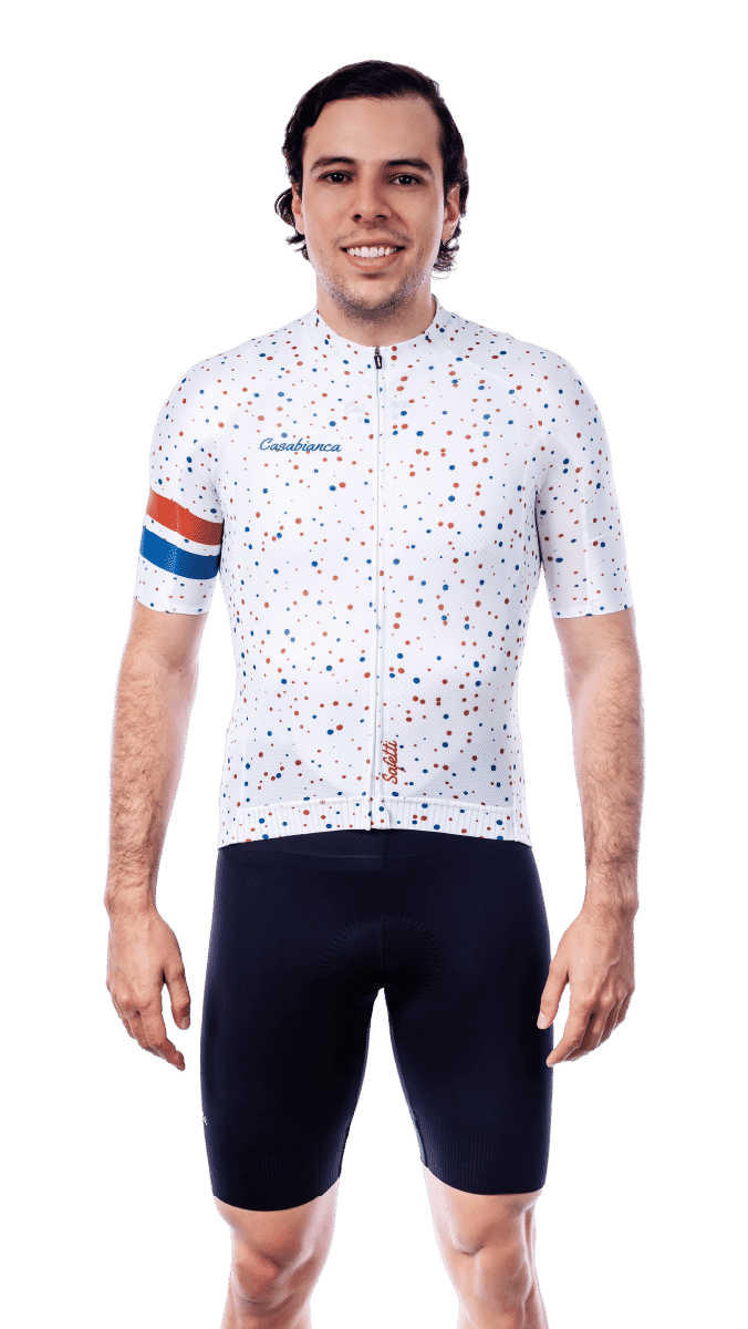 Men's White Polkas Jersey | Casabianca Cycling Apparel